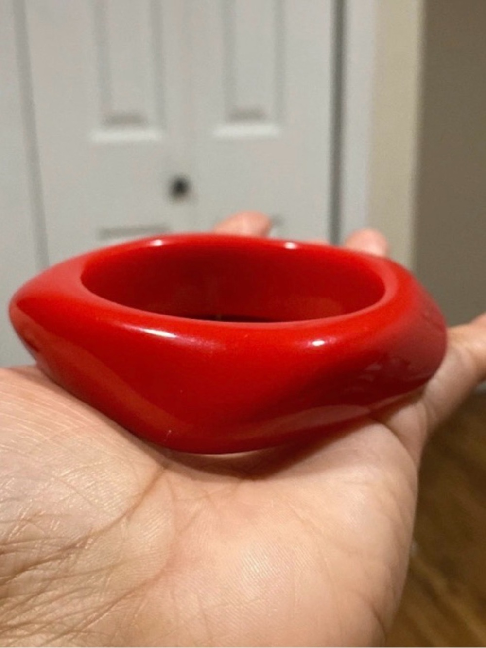 Red Sculptural Acrylic/Resin Bangle Bracelet